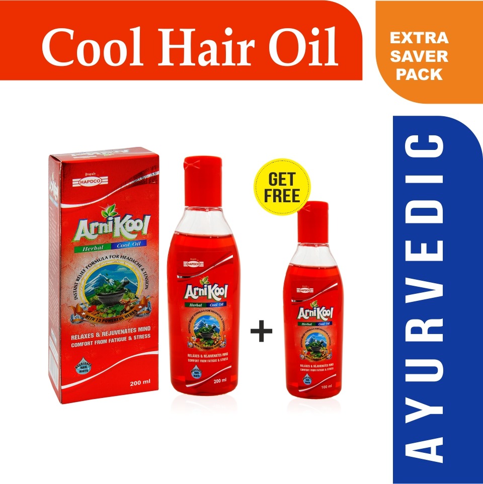 Arnikool Hair Oil 200ml + Arnikool Hair Oil 100ml FREE - Hapdco Herbals